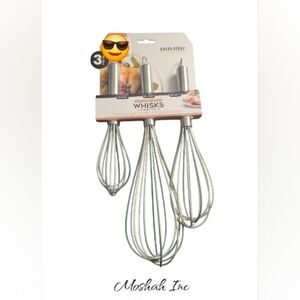 Silicone Whisks Set of 3 - Stainless Steel & Silicone Coating